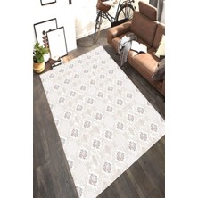 Resmiro Kaymaz Taban Yıkanabilir Motif Çerçeve Modern Çiçek Desenli Halı