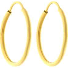 Prenses Pırlanta Kadın 14 Ayar Altın 1.5 cm Düz Halka Küpe