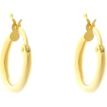 Prenses Pırlanta Kadın 14 Ayar Altın Minimal 1 cm Halka Küpe