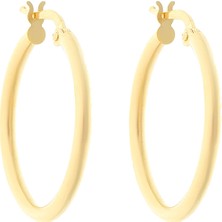 Prenses Pırlanta Kadın 14 Ayar Altın 2.5 cm Düz Italyan Spor Küpe