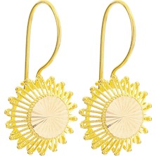 Prenses Pırlanta Kadın 14 Ayar Kırmızı Altın Yuvarlak Telkari Küpe