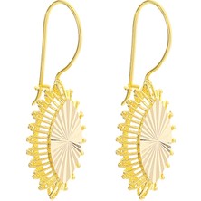 Prenses Pırlanta Kadın 14 Ayar Altın Kalemli Sallantılı Mekik Küpe Abdest Küpesi