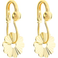 Prenses Pırlanta Kadın 14 Ayar Altın Çlçekli Sallantılı Pır Pır Küpe