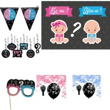 Hayaller Dükkanı Erkek Mi Kız Mı Cinsiyet Belirleme Partisi Seti Tüylü Balonlu HDTS115