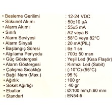 Eleks Efire Sabit Sıcaklık Dedektörü + Soket 58-82C 360 Derece Ledli