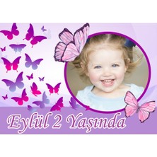 Hayaller Dükkanı Mor Konsept Kebekli Kızı Doğum Günü Afiş Fotoğraflı HDTS165