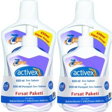 Activex Antibakteriyel Sıvı Sabun 650 ml + 300 ml - Hassas Ciltler x 2 Adet