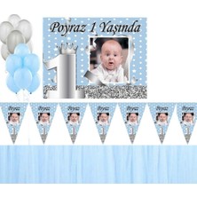 Hayaller Dükkanı 1 Yaş Afişli Erkek Kişiye Özel Doğum Günü Süsleme Seti Gümüş
