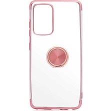 CoverZone Samsung Galaxy A52 Kılıf Dört Köşe Lazer Yüzüklü Standlı Rose Gold