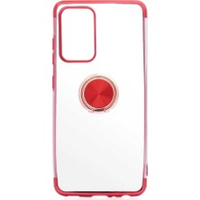 CoverZone Samsung Galaxy A52 Kılıf Dört Köşe Lazer Yüzüklü Standlı Kırmızı