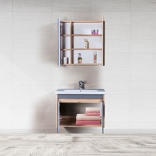Trio Modül İstanbul Banyo Dolabı - 80 cm - 2'li Set - Meşe - Fırtına Gri