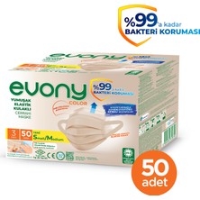 Evony Color Bej Yumuşak Elastik Kulaklı Maske 50 Adet