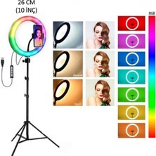 RING LIGHT Mj26 RGB10 İnç Youtuber-Tiktoker-Makyaj-Selfie Led Işık+ 2m Tripod