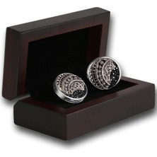 Kravatkolik Gümüş Renk Füme Taşlı Kol Düğmesi KD1190