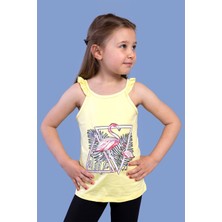 Toontoy Kız Çocuk Fırfır Detaylı Flamingo Kabartma Baskılı Atlet