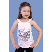Toontoy Kız Çocuk Fırfır Detaylı Flamingo Kabartma Baskılı Atlet