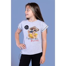 Toontoy Kids Toontoy Kız Çocuk Şerit Detaylı Baskılı Tişört