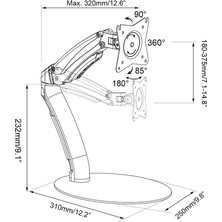 Dıgıtus Gaz Basınç Yaylı Üniversal Led/lcd Monitör Ayağı