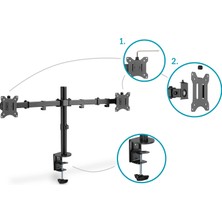 Digitus Sıkıştırmalı Ikili Monitör Tutucu 17-32", 2 x 8 kg (Maks.), Siyah