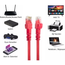 Derkab 30 cm-Santimetre 10lu Paket CAT6 Network-Ağ-Ethernet Kablosu Kırmızı