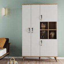 Tanmob Maxi 4 Kapaklı Askılıklı Raflı Çok Amaçlı Dolap BeyazÇam GRD0103