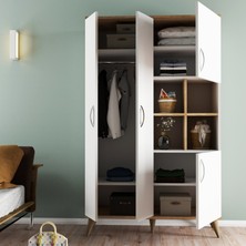 Tanmob Maxi 4 Kapaklı Askılıklı Raflı Çok Amaçlı Dolap BeyazÇam GRD0103