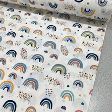 Bebek Özel 240 Santim Eninde Yağmurlu Gökkuşağı Poplin Kuma
