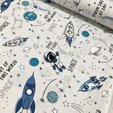 Bebek Özel 240 Santim Eninde Uzay Desen Poplin Kumaş
