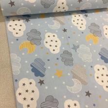 Bebek Özel 240 Santim Eninde Bulutlu Pamuklu Kumaş