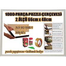 Efor Puzzle Çerçevesi 1000 Parça -Camsız - 2.ölçü 66 cm x 48 cm - Renk Beyaz-Çerçeve Genişliği 23 mm