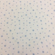 Bebek Özel 240 Santim Eninde Beyaz Zemin Küçük Mavi Yıldızlı Pamuklu Kumaş