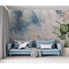 Özel Duvarlar Turkuaz  Gold Mermer Desenli Duvar Kağıdı