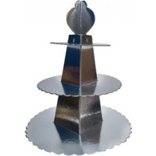 Hayaller Dükkanı Cup Cake Standı Piramit Modeli Karton Gümüş P1