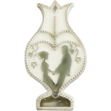 Hayaller Dükkanı Gelin Damat Laleli Gümüş Varaklı Plastik Beyaz Pak:50