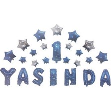 Hayaller Dükkanı Folyo Balon 1 Yaşında Yıldızlı Set Mavi 16ınc Pk:1