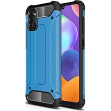 Case World Caseworld Oppo A92 Kapak Çift Katmanlı Zırh Tank Kılıf - Mavi
