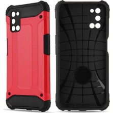 Case World Caseworld Oppo A92 Kapak Çift Katmanlı Zırh Tank Kılıf - Kırmızı