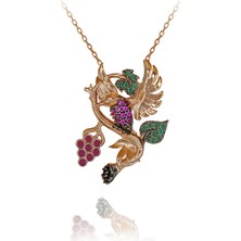 Üzüm Dalına Konmuş Arı Kuşu Gümüş Kolye