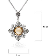 Filigran Silver 925 Ayar Gümüş Otantik El Işçiliği Telkari Doğal Sitrin Taşlı Kadın Kolye