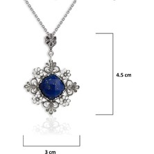 Filigran Silver 925 Ayar Gümüş Otantik El Işçiliği Telkari Doğal Lapis Lazuli Taşlı Kadın Kolye