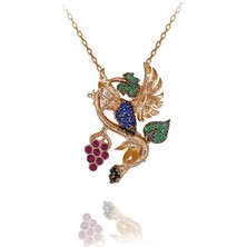 Üzüm Dalına Konmuş Arı Kuşu Gümüş Kolye