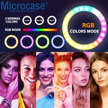 Microcase 26 cm Youtube Instagram Tiktok Selfie Rgb LED Halka Işık + 2.1 mt Tripod + Bluetooth Kumanda AL2643