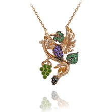 Üzüm Dalına Konmuş Arı Kuşu Gümüş Kolye