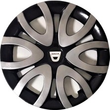 HMNL  dacia 15'' Inç Gri - Siyah  4lü Set Jant Kapağı Çelik Görünümlü