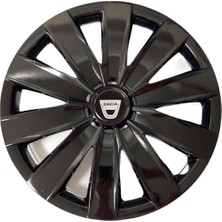 HMNL  dacia Dokker 15'' Inç Piano Black Siyah 4lü Set Jant Kapağı Çelik Görünümlü