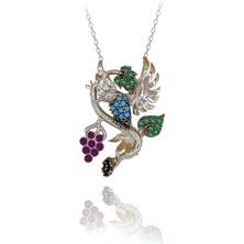 Üzüm Dalına Konmuş Arı Kuşu Gümüş Kolye