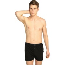 Tutku Pamuklu Düğmeli Siyah Erkek Boxer *3'lü Set + Kalem Parfüm + Lif
