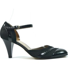 Beatrice 86 Siyah Deri Rugan Klasik Topuklu Kadın Ayakkabı