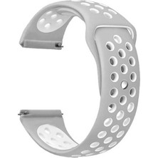  Apsuwa Samsung Gear S2 Classic Uyumlu Kordon Delikli Çift Renk Saat Kordonu 20K02-GRI-BEYAZ