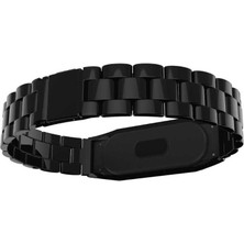 Nezih Case Xiaomi Mi Band 5 Uyumlu Metal Baklalı Klipsli Kordon Siyah